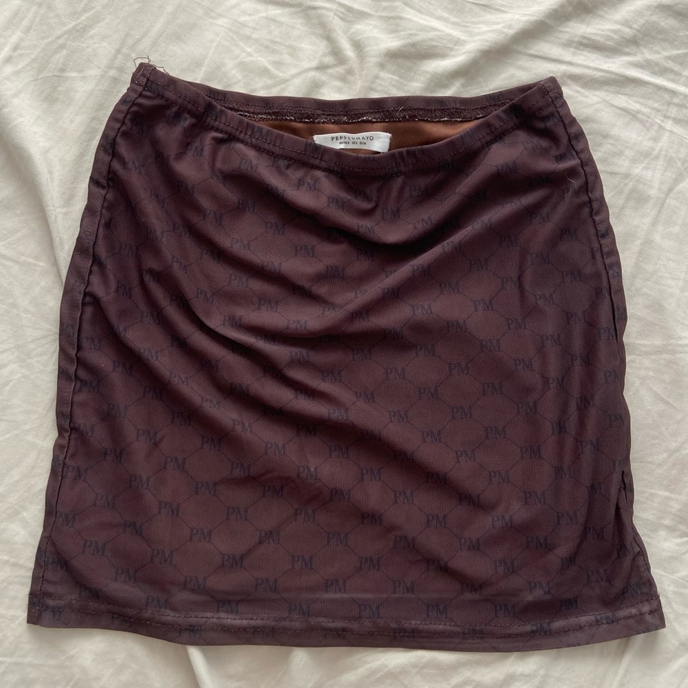 Peppermayo brown mesh mini skirt